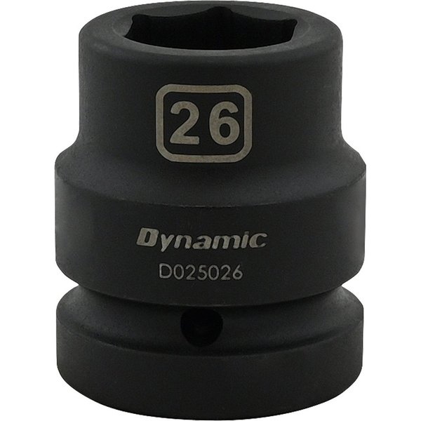 Dynamic Tools 26MM X 1" Drive, 6 Point Standard Length, Impact Socket D025026